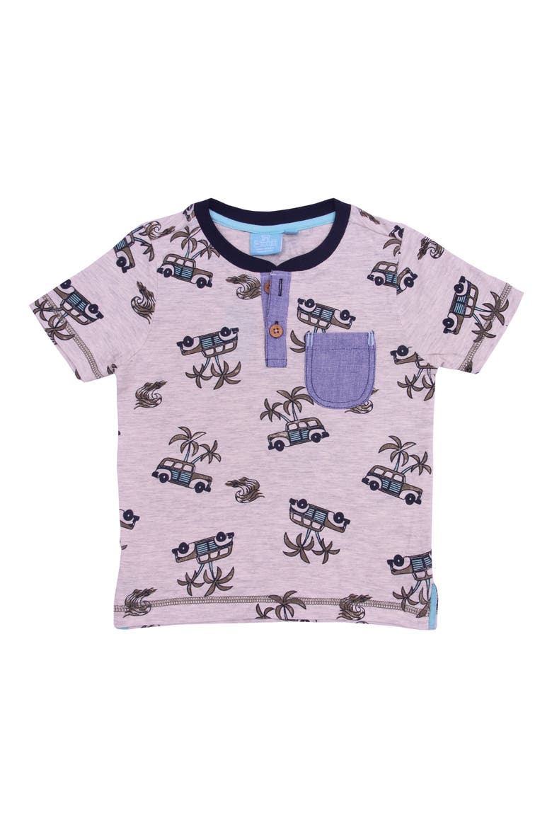 Kids' Retro Car Print Pocket Henley Graphic Tee, Main, color, OATMEAL