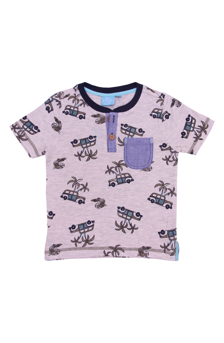 Bear Camp Kids' Retro Car Print Pocket Henley Graphic Tee, Main, color,