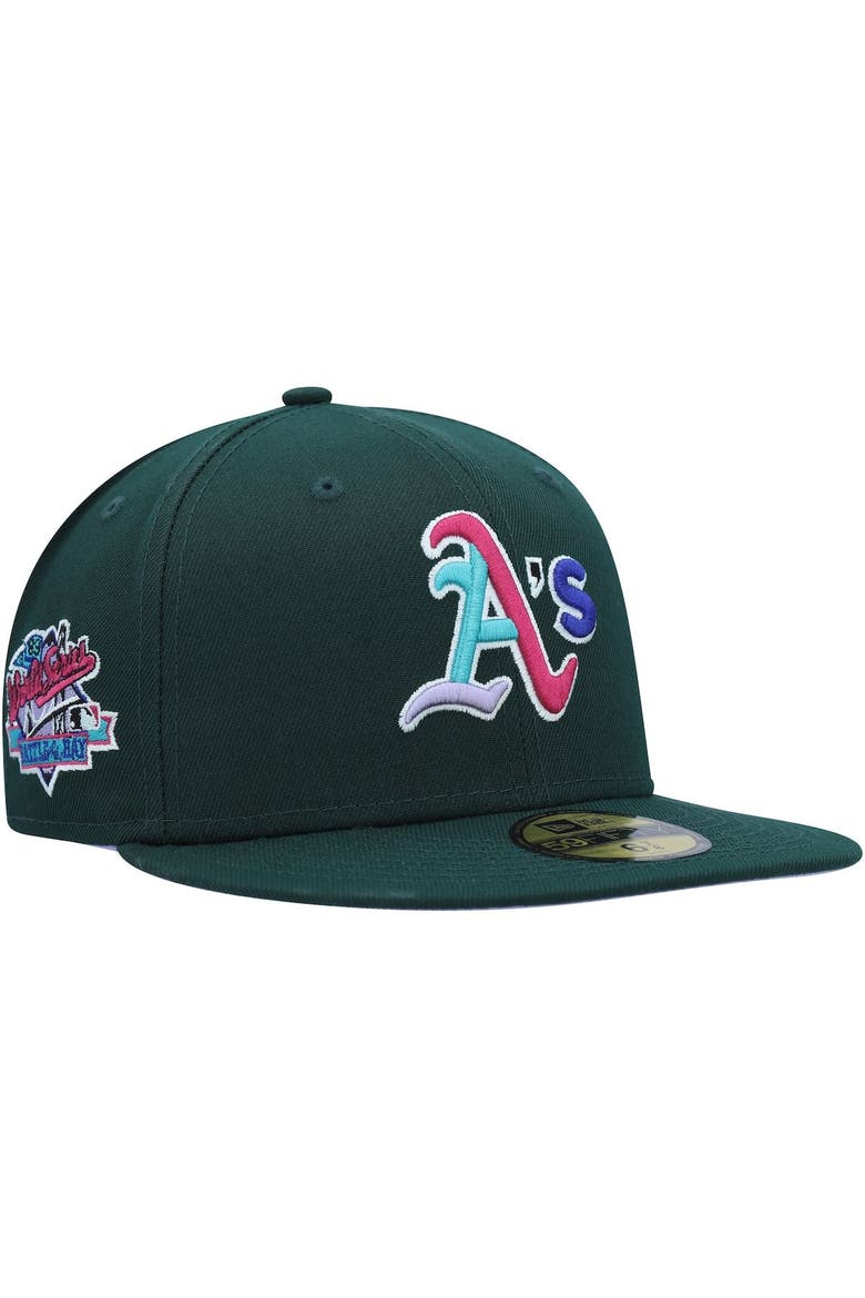 Men's New Era Green Oakland Athletics 1989 World Series Polar Lights 59FIFTY Fitted Hat, Main, color, Green