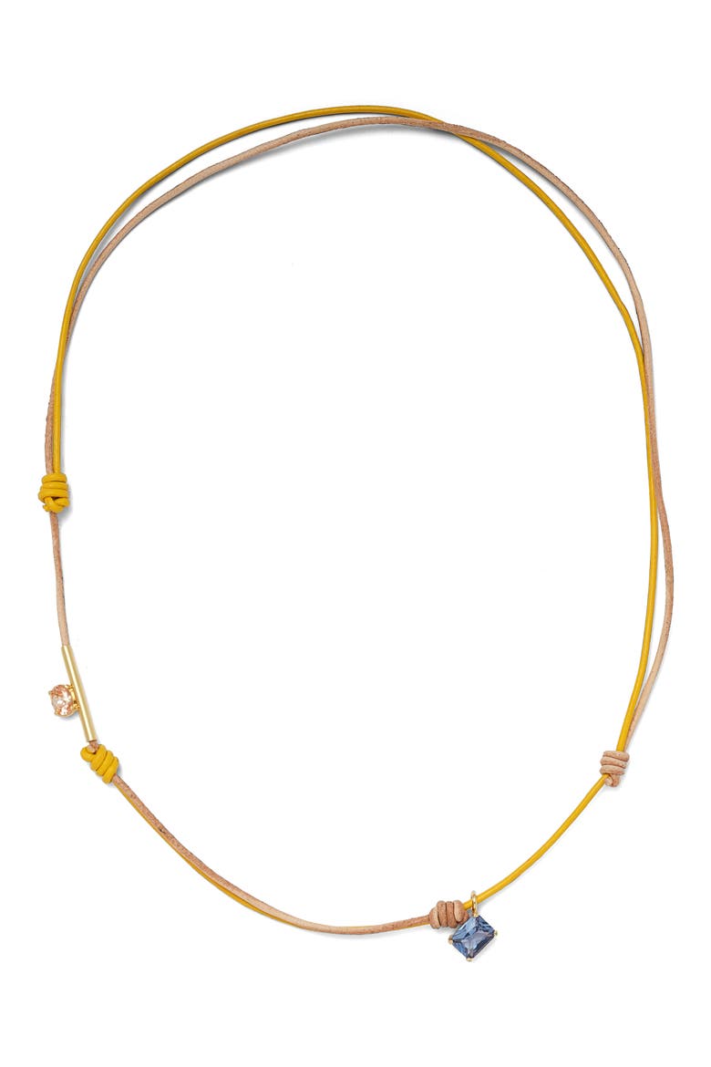 Crystal Knot Cubic Zirconia Necklace, Main, color, GOLD/ YELLOW/ MULTI