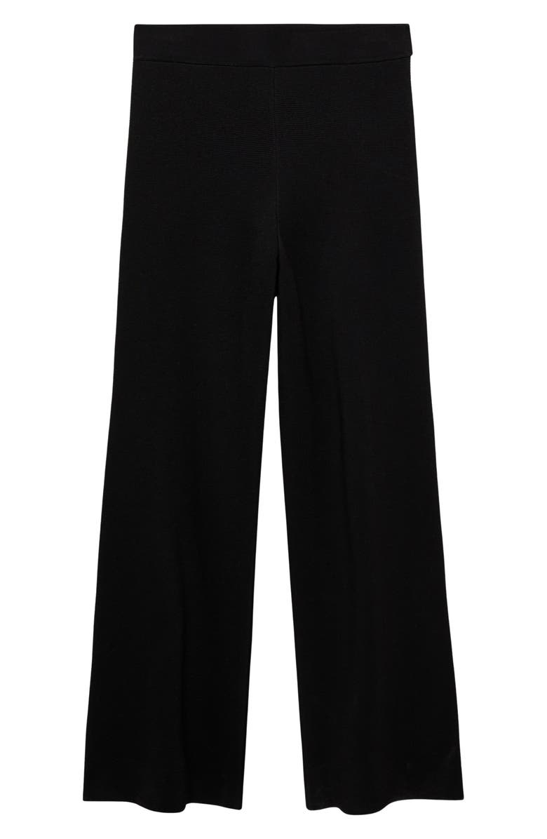MANGO Contrast Stripe Straight Leg Pants, Alternate, color, Black