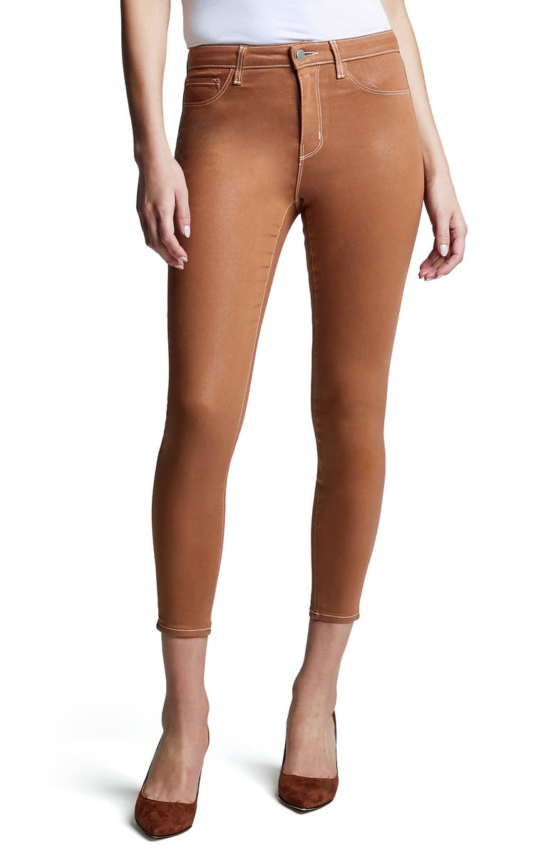 L'AGENCE Margot Coated Crop Jeans, Main, color, 