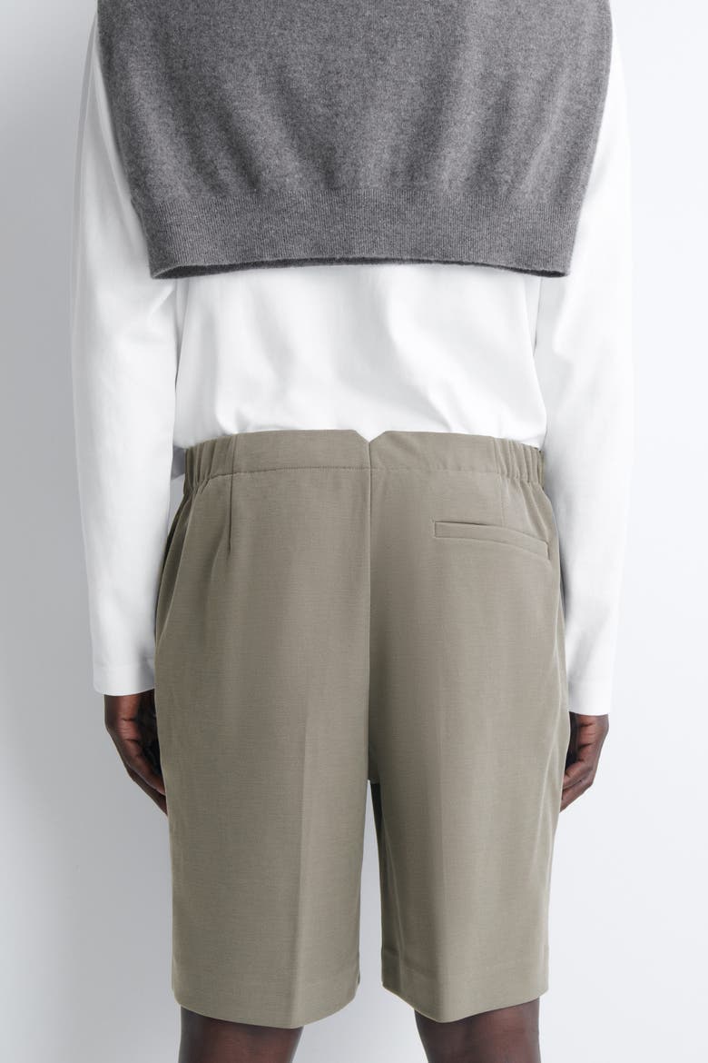 Tailored Bonded-Twill Shorts, Alternate, color, GRAY-GREEN