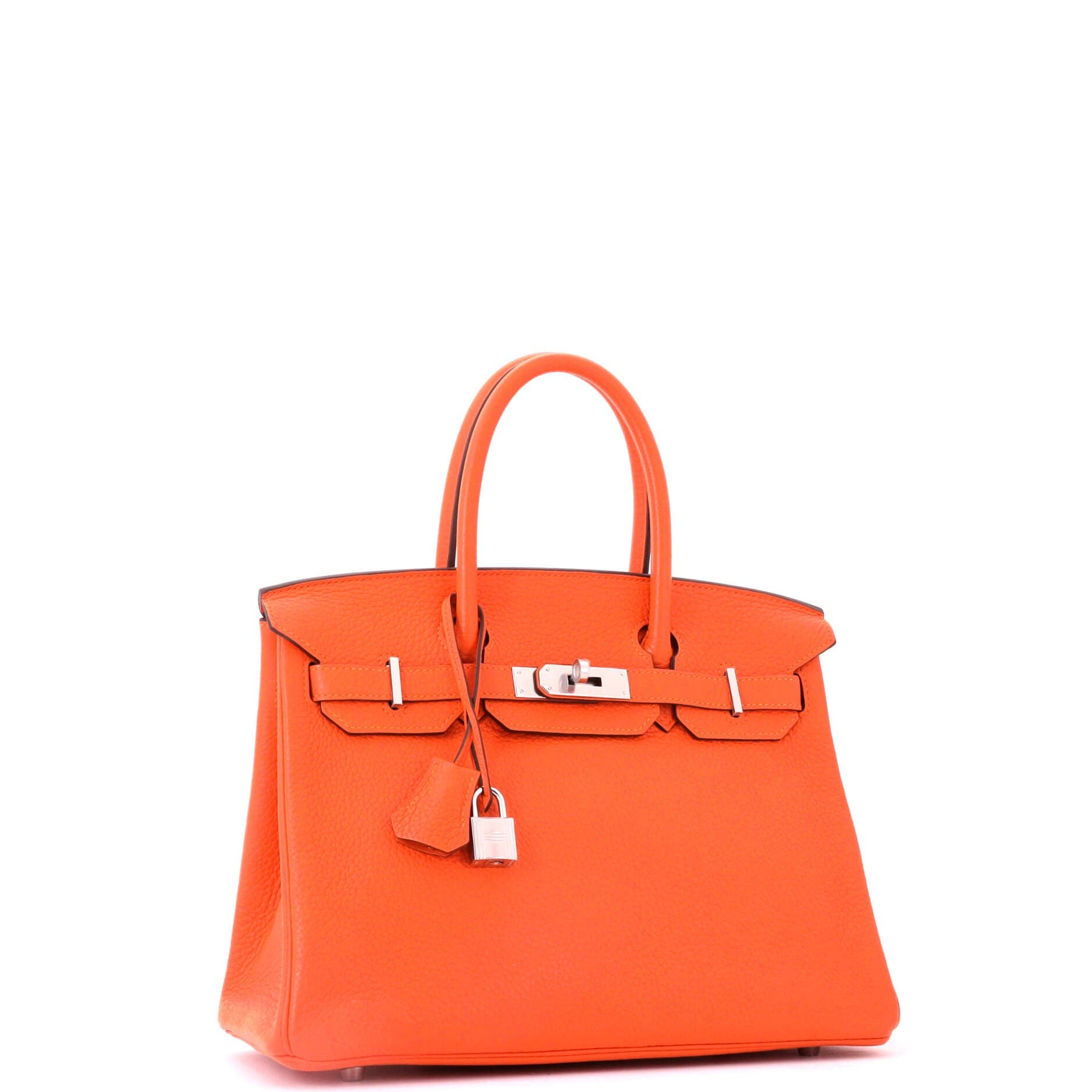 Pre-Owned Hermes Birkin Handbag Orange Clemence with Palladium Hardware 30, Alternate, color, Feu