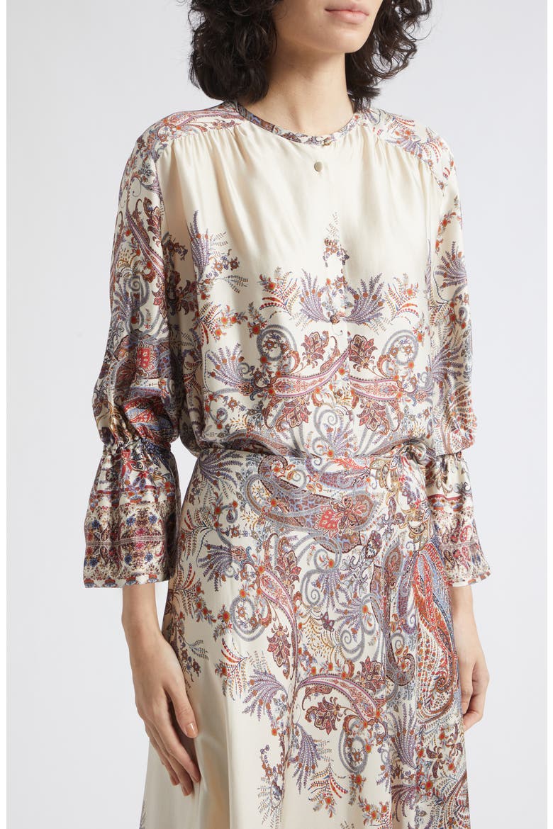 Girino Paisley Print Viscose Shirt, Alternate, color, CREAM