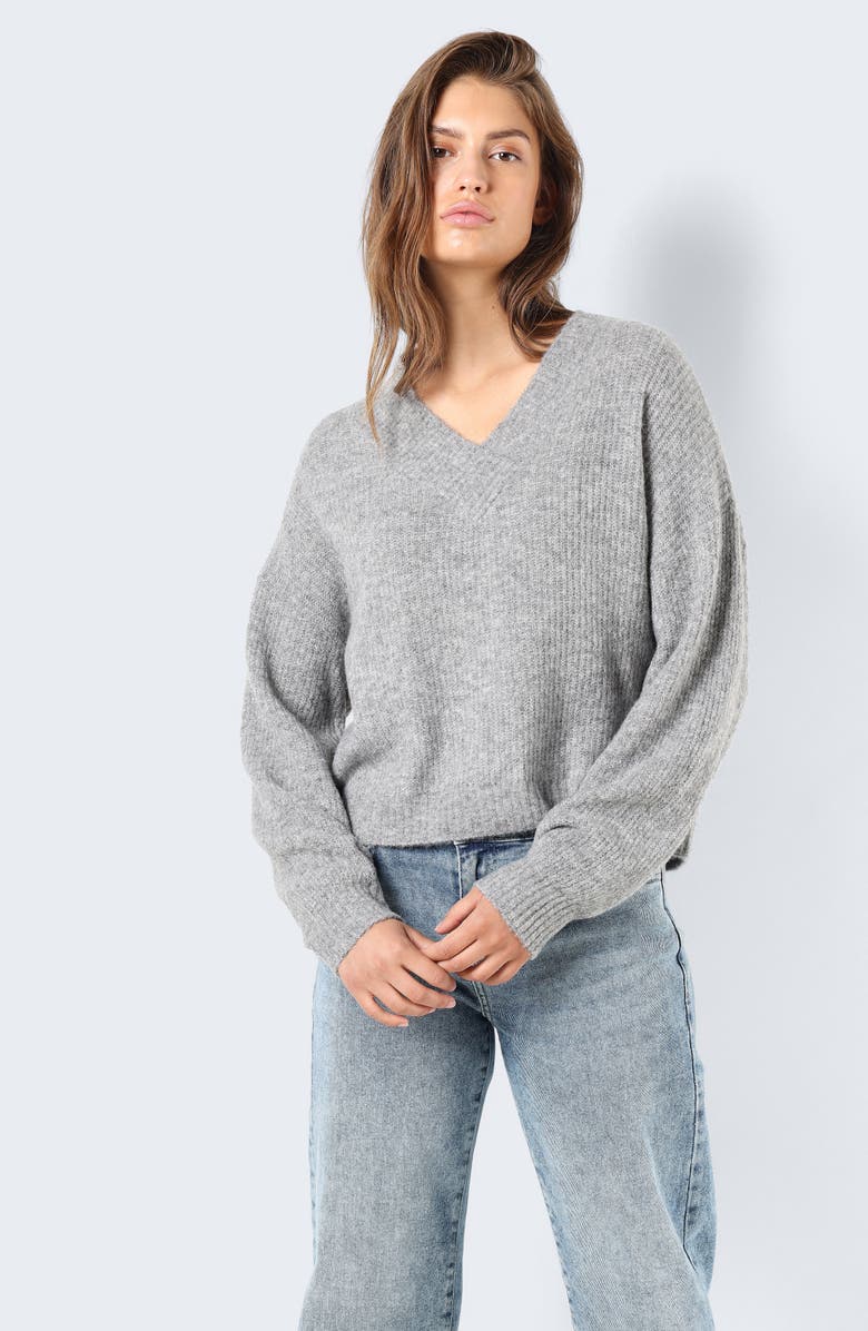 Noisy may Balance Drop Shoulder V-Neck Sweater, Alternate, color,