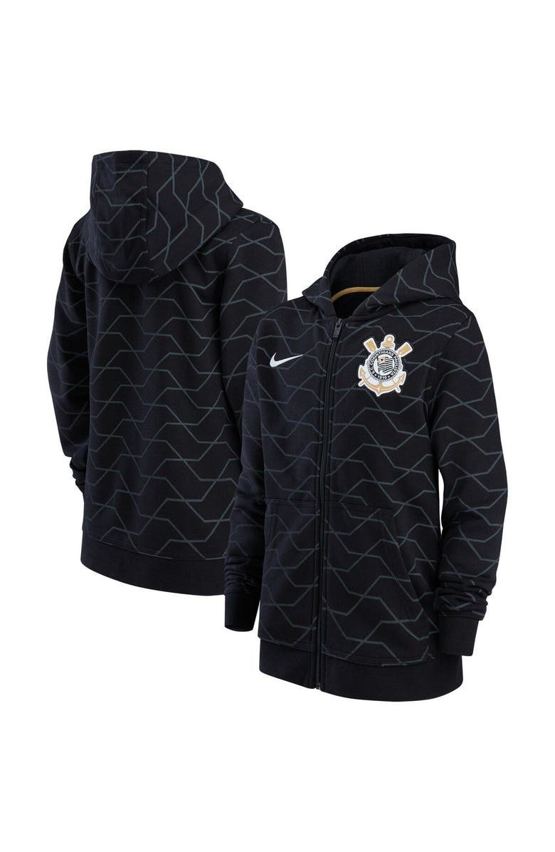 Nike Youth Nike Black Corinthians Club Full-Zip Hoodie, Main, color, Black