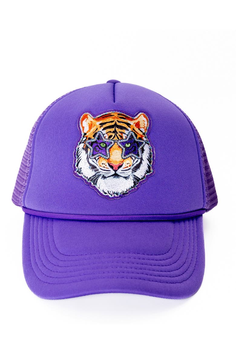 Tiger Trucker Hat, Main, color, Purple