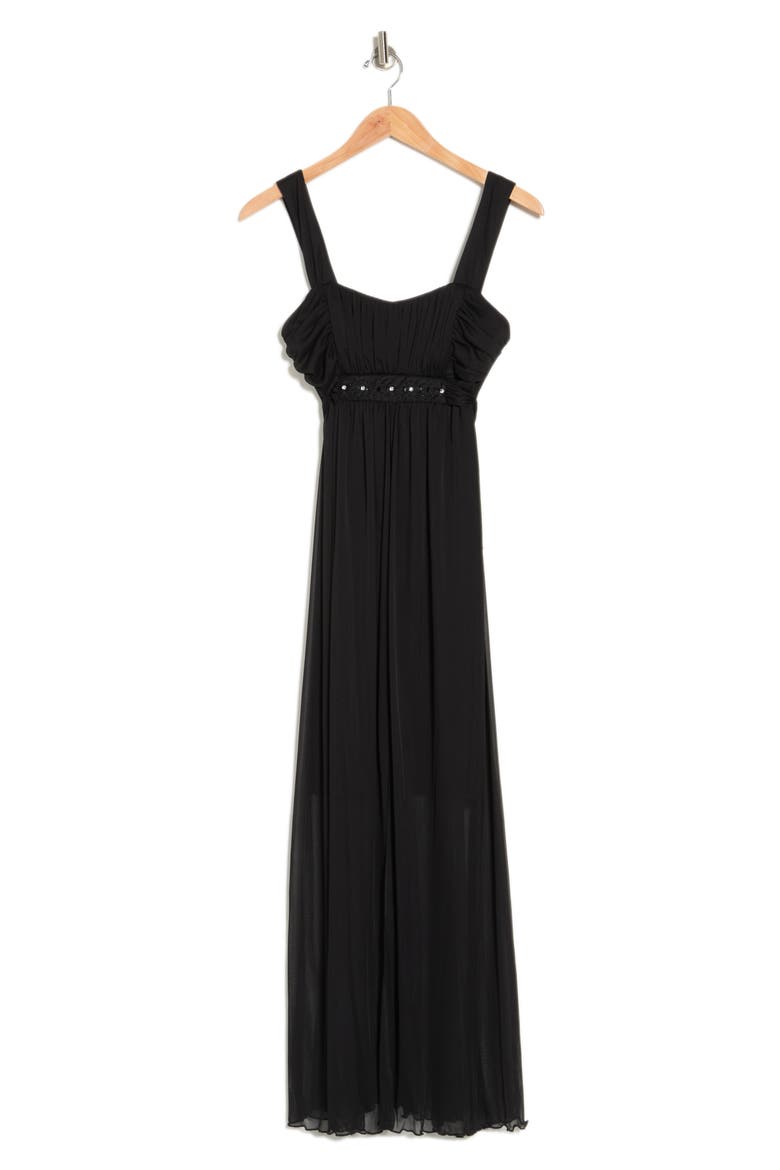 Wide Strap Chiffon Maxi Dress, Alternate, color, BLACK