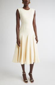 ST. JOHN Stud Embellished Sleeveless Stretch Cady Midi Dress