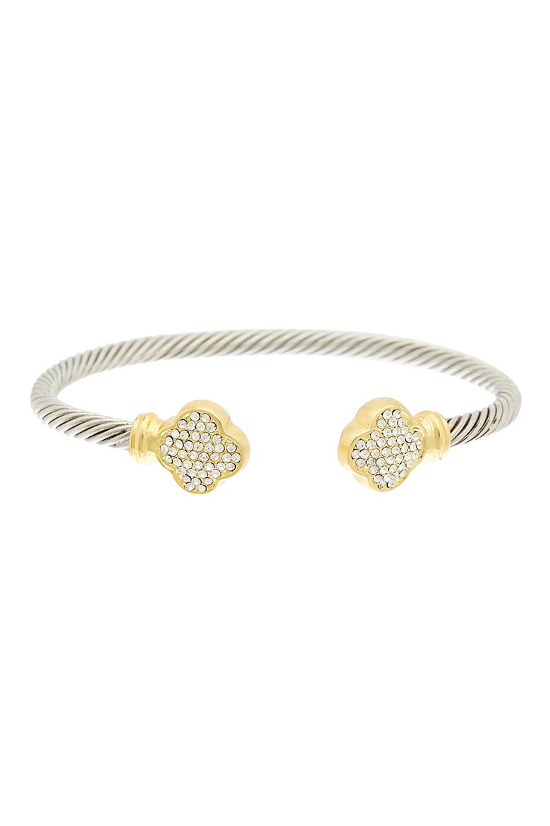 Two-Tone Pavé Cubic Zirconia Clover Cable Bracelet, Main, color, TWO TONE