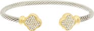 Juvell Two-Tone Pavé Cubic Zirconia Clover Cable Bracelet