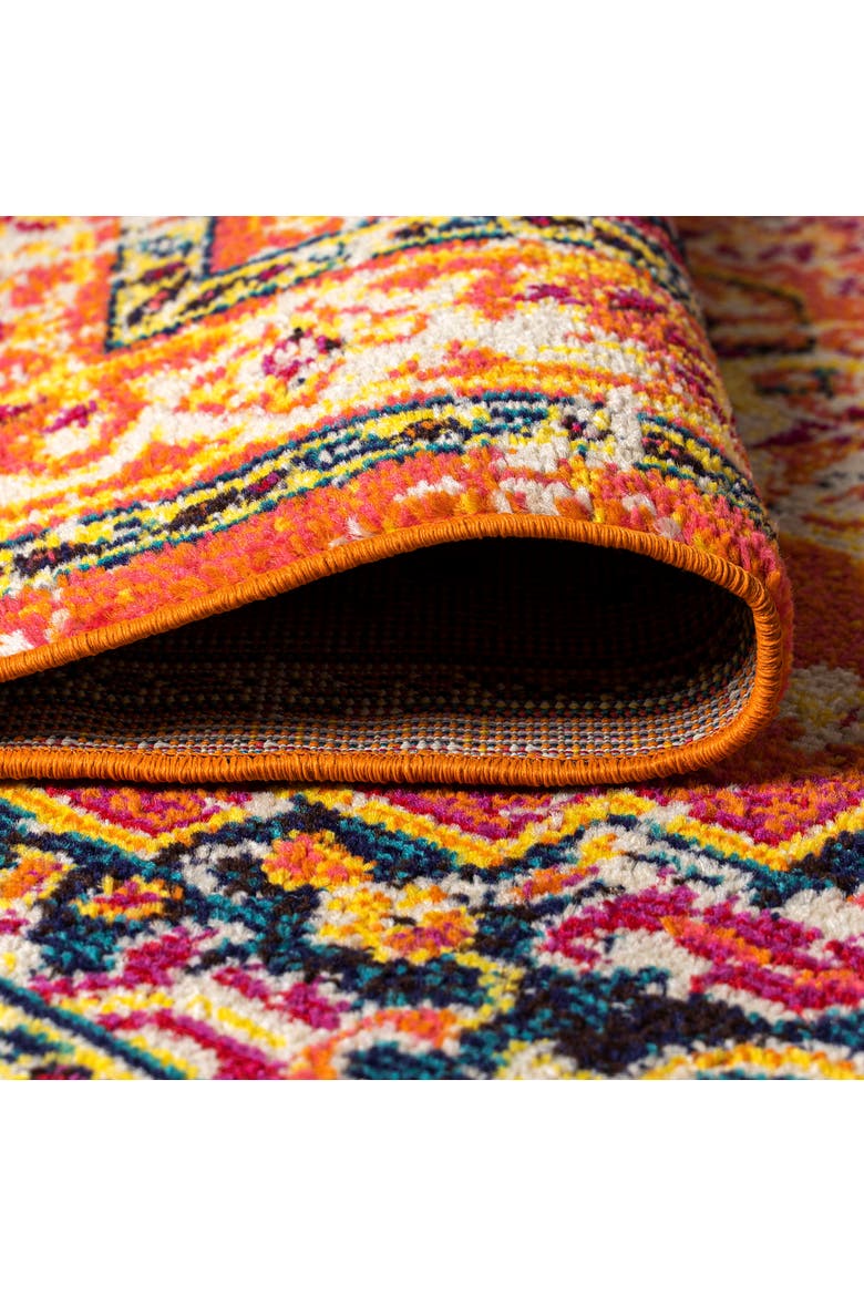 Brooklyn Geometric Medallion Area Rug, Alternate, color, Orange/Blue
