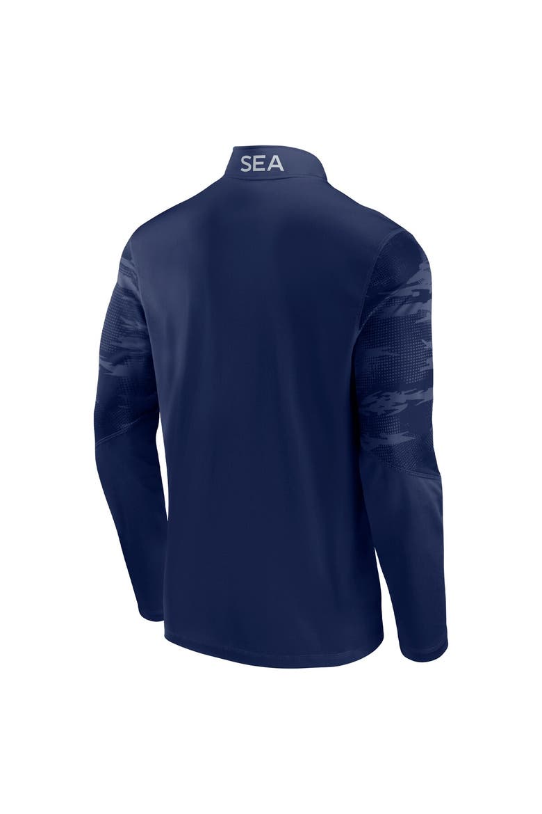 Men's Fanatics Branded College Navy Seattle Seahawks Ringer Quarter-Zip Jacket, Alternate, color, Navy