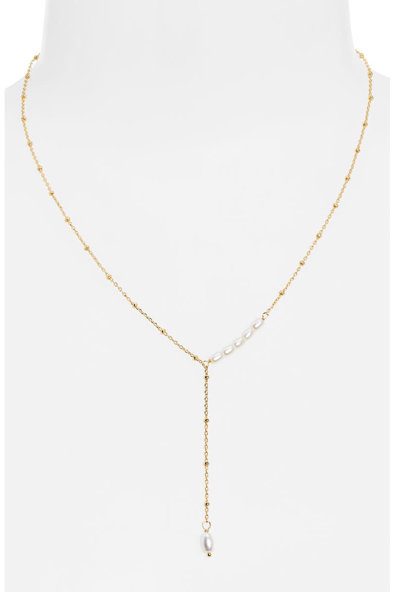 Demi Fine Faux Pearl Y-Necklace, Alternate, color, WHITE- GOLD
