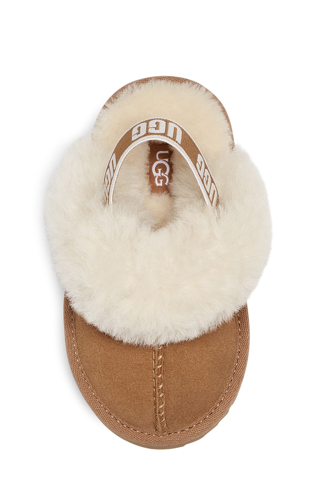 Funkette Water Resistant Genuine Shearling Trim Clog, Alternate, color, CHESTNUT