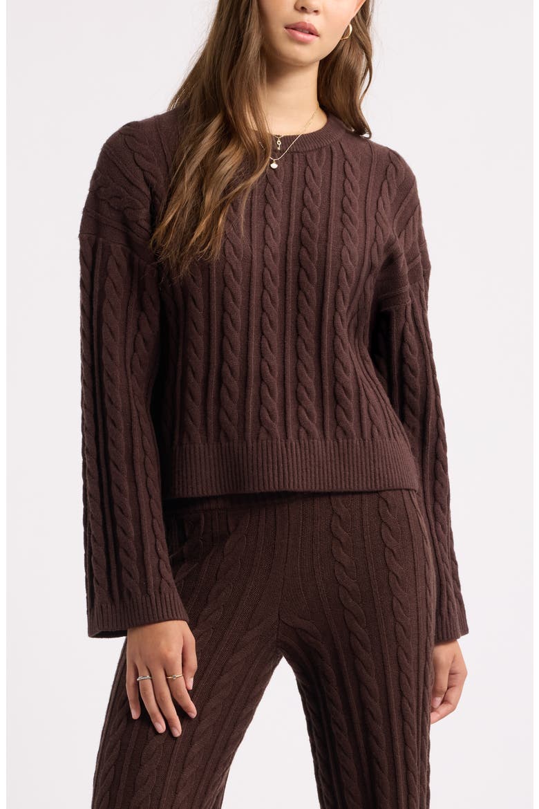 Cable Stitch Sweater, Main, color, BROWN COFFEE