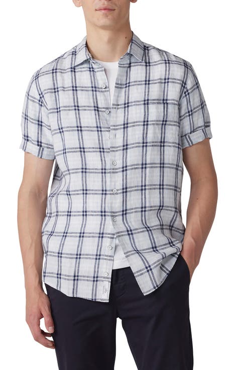 Harwich Plaid Short Sleeve Linen Button-Up Shirt