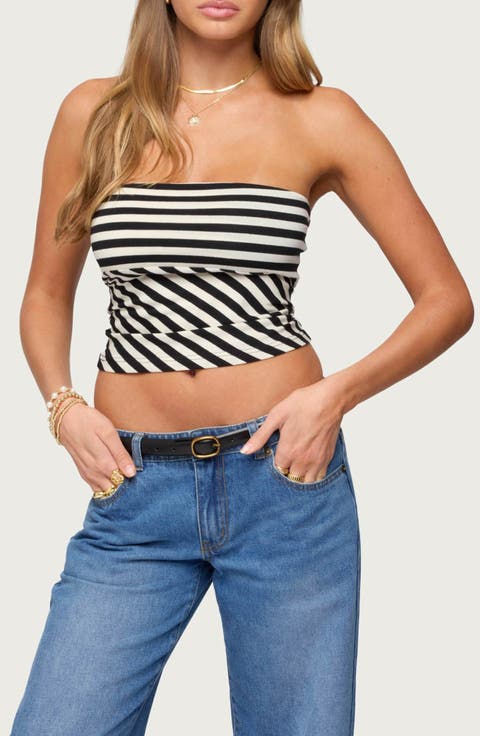 Betsana Stripe Crop Tube Top