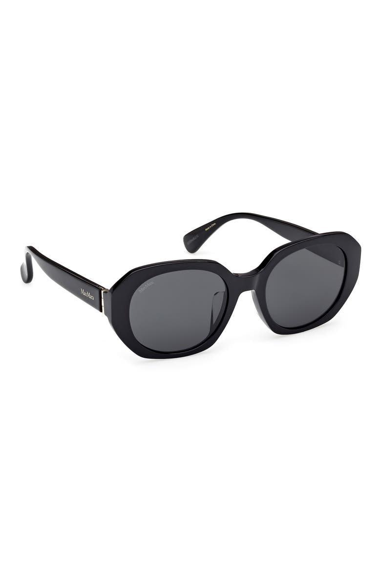 54mm Round Sunglasses, Alternate, color, SHINY BLACK / SMOKE