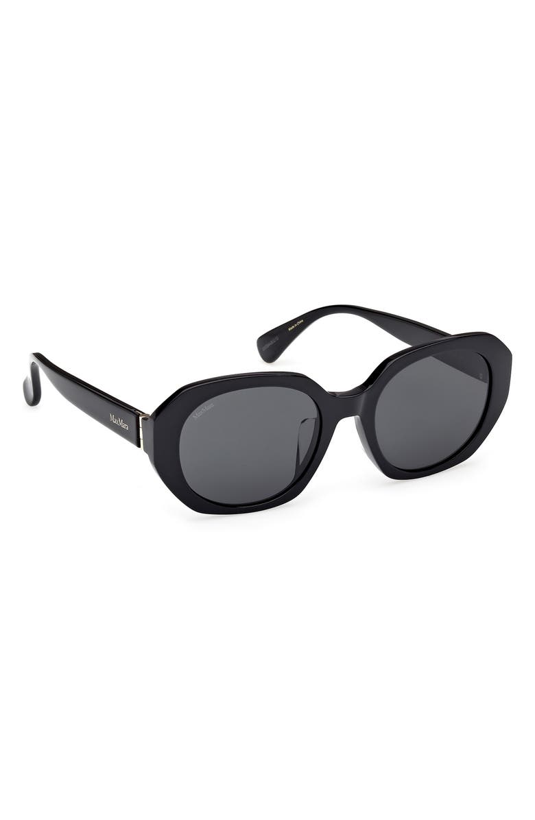 Max Mara 54mm Round Sunglasses, Alternate, color, Shiny Black / Smoke