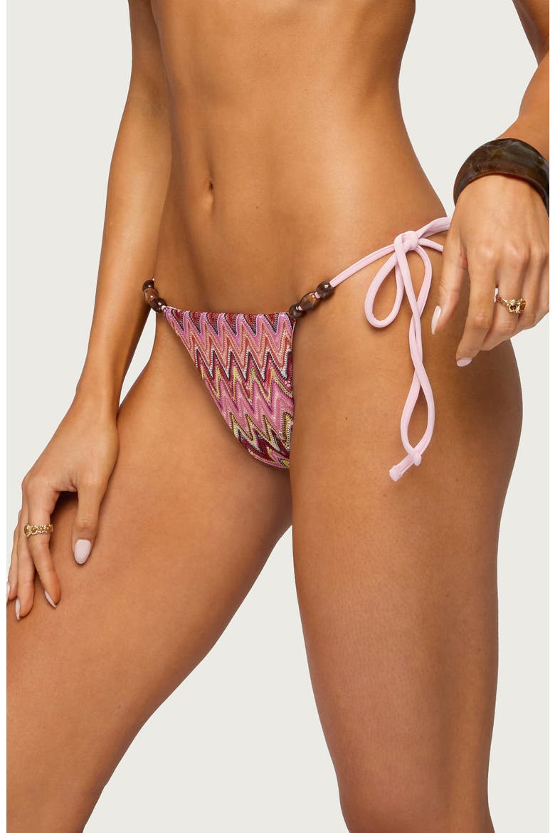 Alayna Zigzag Side Tie Bikini Bottoms, Alternate, color, PINK