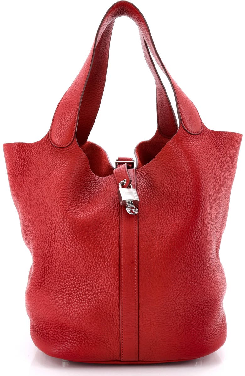 Pre-Owned Hermes Picotin Lock Bag Clemence GM, Main, color, Rouge Garance