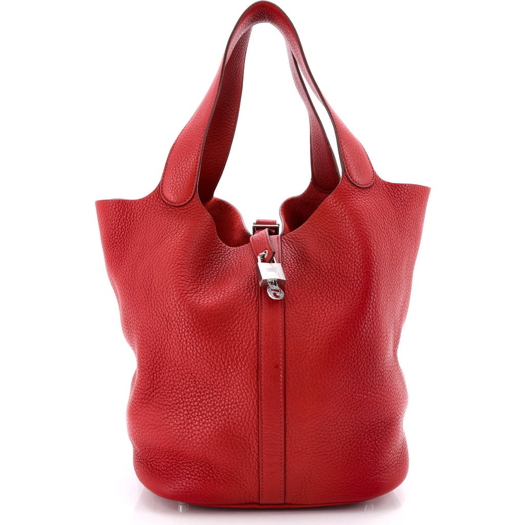 Pre-owned Hermes Hermes Picotin Lock Bag Clemence Gm In Red