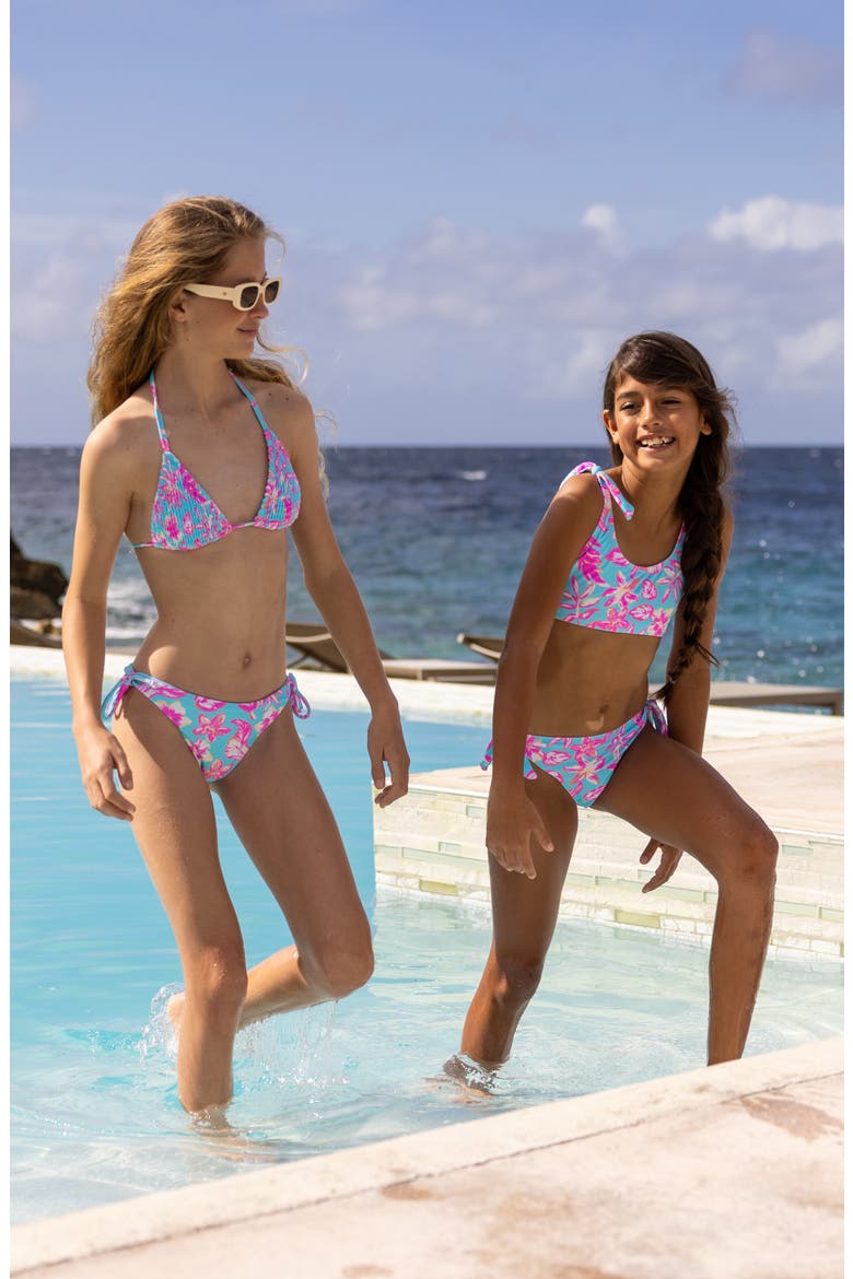 Kids' Tropical Glow UPF 50+ Two-Piece Swimsuit, Alternate, color, BLUE
