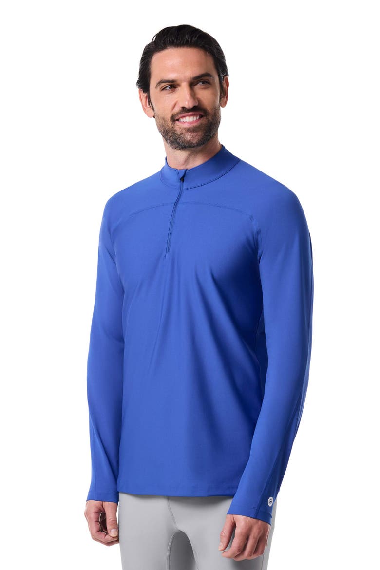 Men's Nocona Zip Rash Guard, UPF 50+ Sun Protection, Alternate, color, Baja Blue