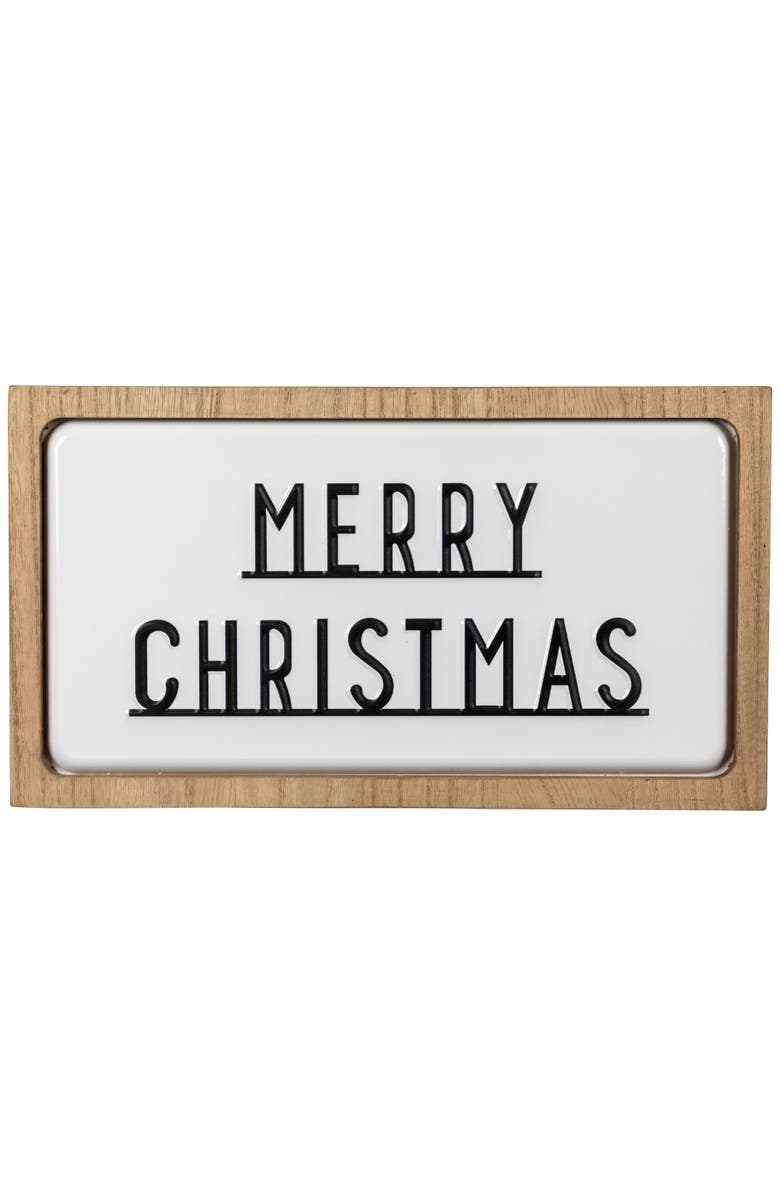 Northlight 3D Wooden Merry Christmas Decoration - 13" - White and Black, Main, color, 