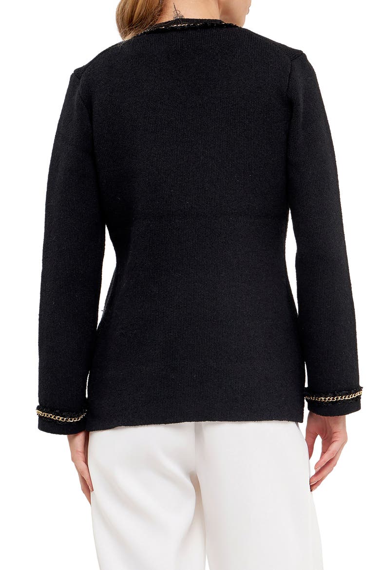 Trim Detail Cardigan, Alternate, color, BLACK