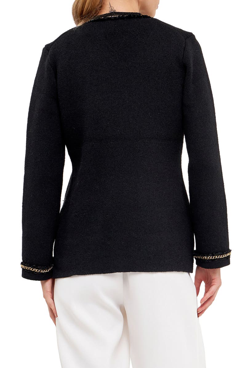 Endless Rose Trim Detail Cardigan, Alternate, color, Black