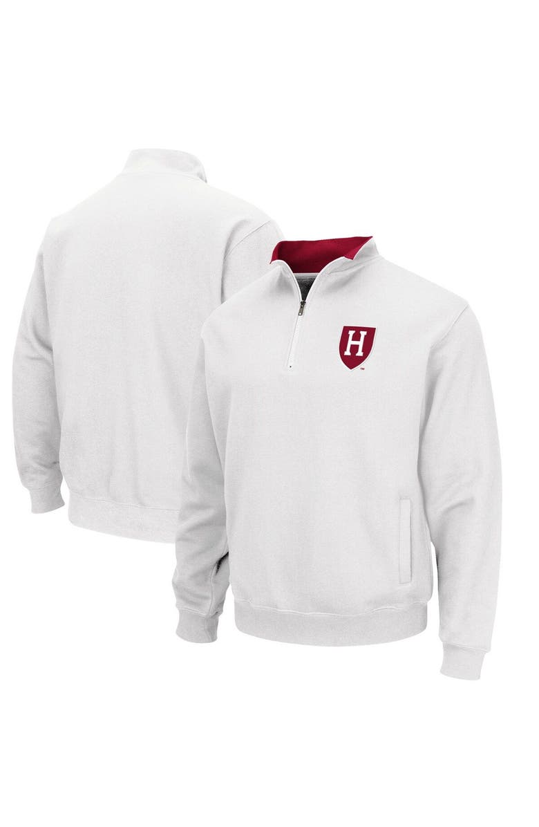 COLOSSEUM Men's Colosseum White Harvard Crimson Tortugas Team Logo Quarter-Zip Jacket, Main, color, 
