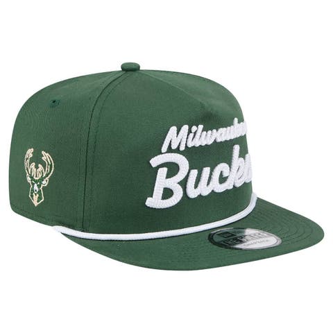 Men's New Era Hunter Green Milwaukee Bucks Team Text Golfer Snapback Hat