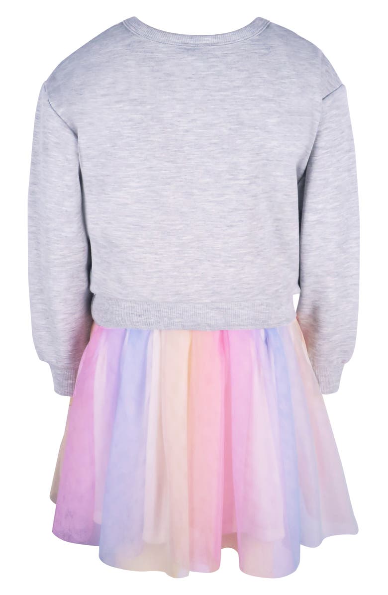 Zunie Kids' It's My B-Day Long Sleeve Ombré Skirt Dress, Alternate, color, Grey Multi