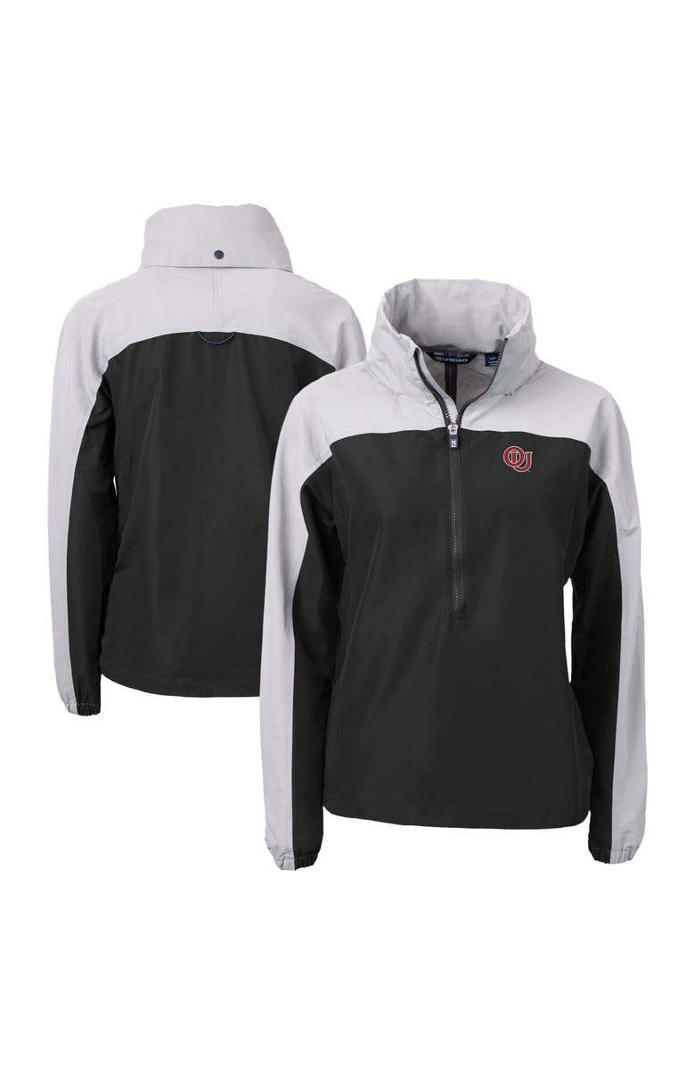 Cutter & Buck Women's Cutter & Buck  Black/Gray Oklahoma Sooners Vault Charter Eco Recycled Half-Zip Anorak Jacket, Main, color, 
