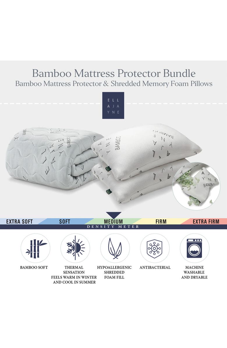 ELLA JAYNE HOME Mattress Protector & Shredded Memory Foam Pillow Set, Alternate, color, White
