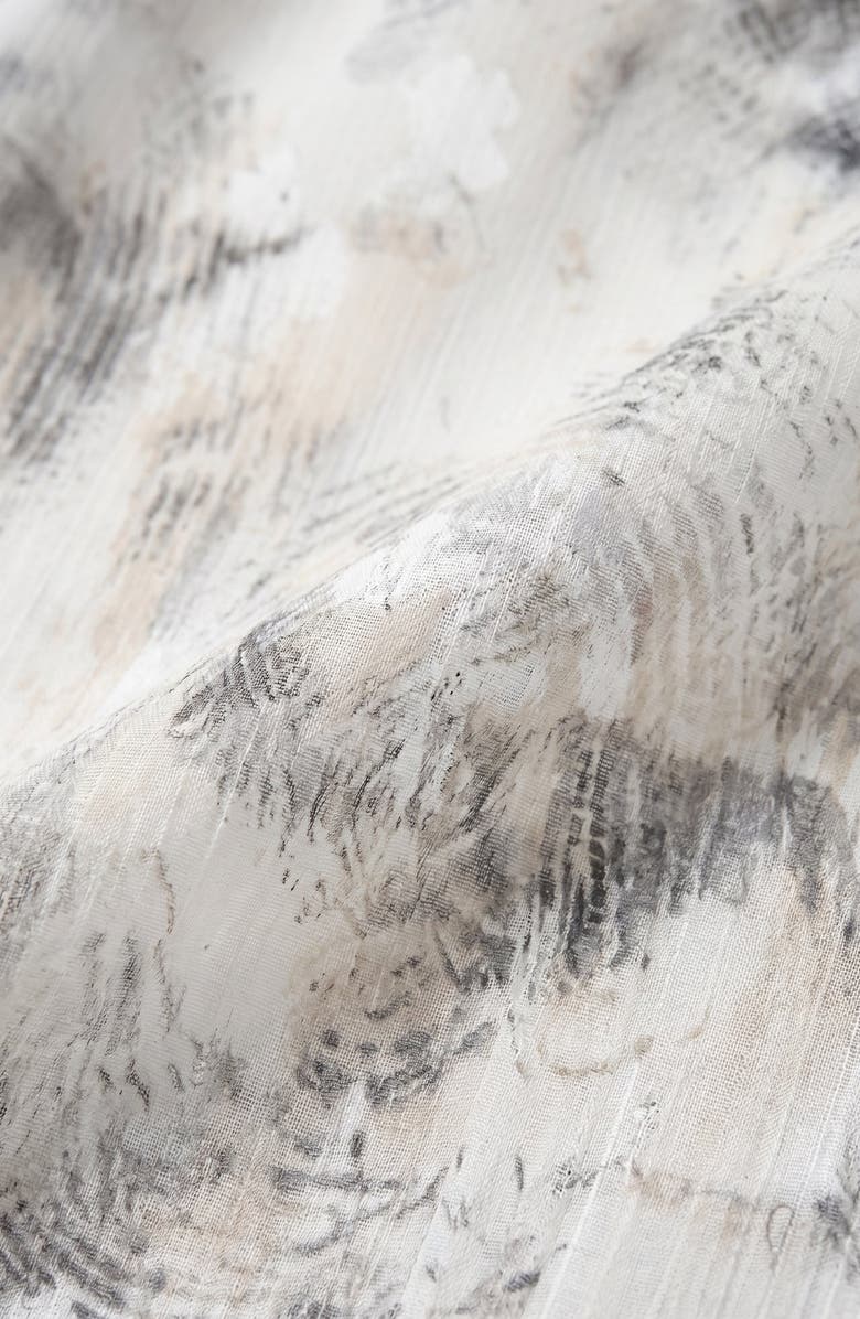 Modenaire Sheer Printed Ruffle Neck Blouse, Alternate, color, White