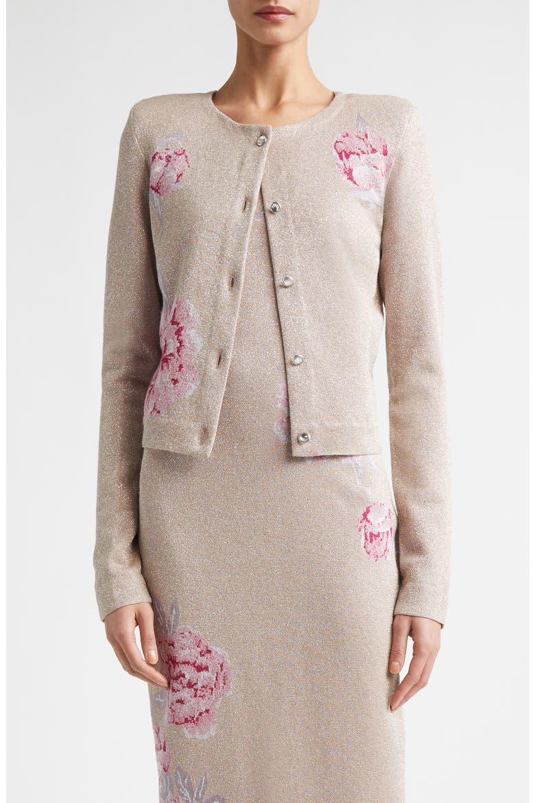 Peony Metallic Jacquard Cardigan, Main, color, PEONY METALLIC MULTI