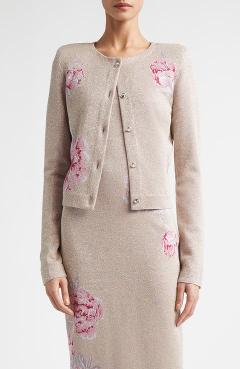 Peony Metallic Jacquard Cardigan