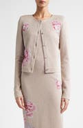 ST. JOHN Peony Metallic Jacquard Cardigan