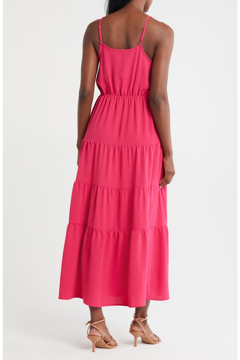 Surplice V-Neck Tiered Maxi Dress, Alternate, color, RED