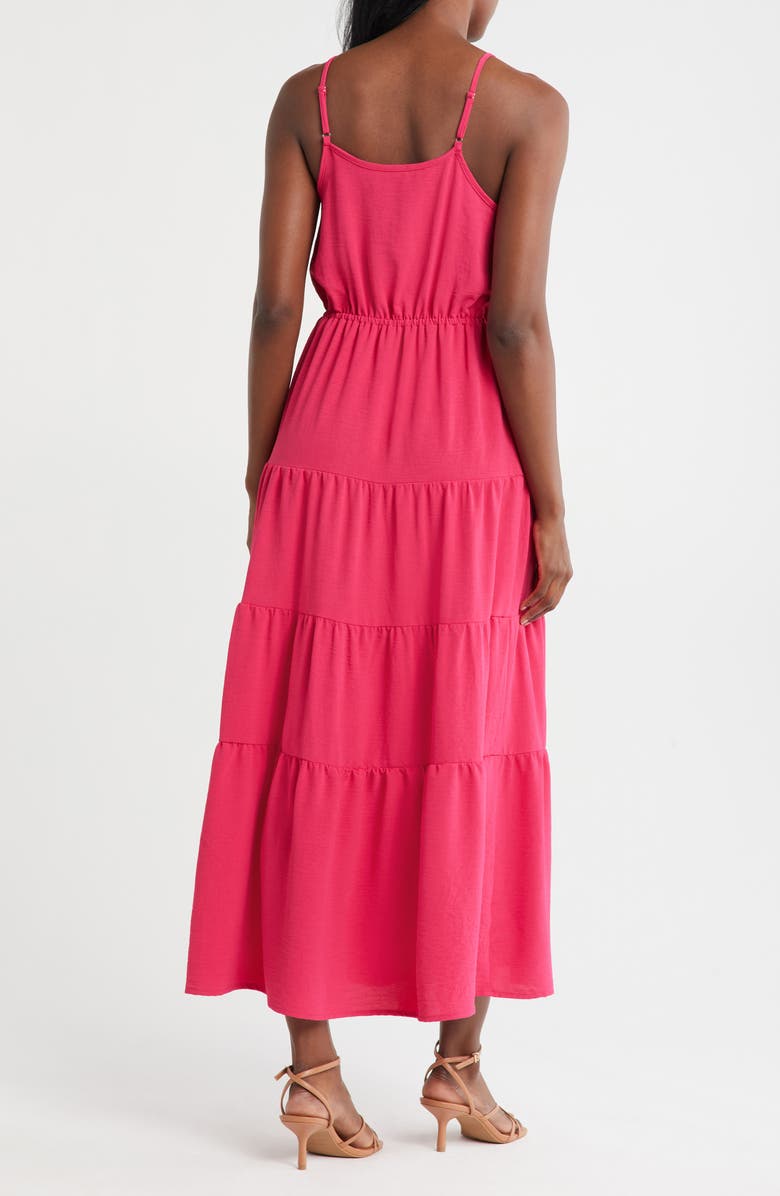 Loveappella Surplice V-Neck Tiered Maxi Dress, Alternate, color, Red