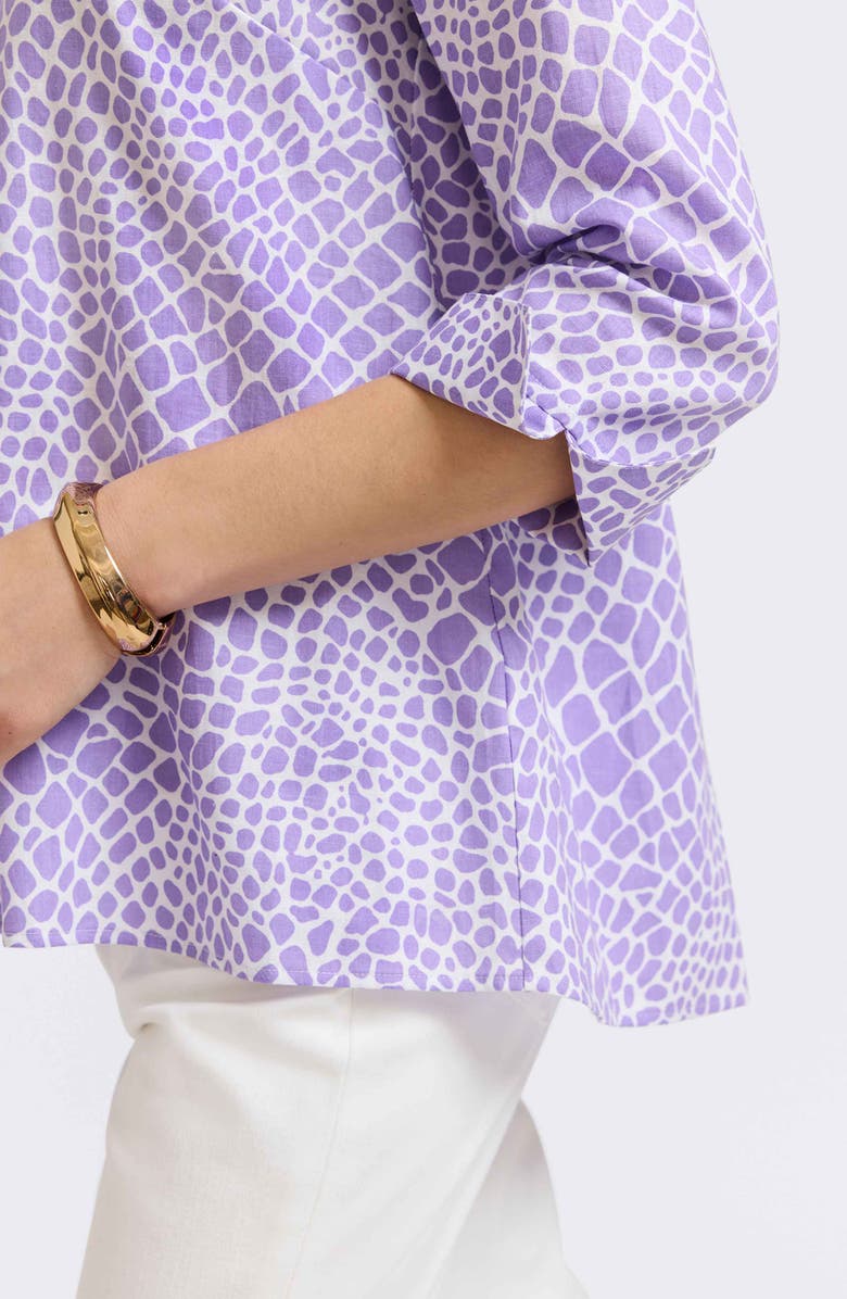 Foxcroft Agnes Print Three-Quarter Sleeve Popover Top, Alternate, color, Amethyst/ White