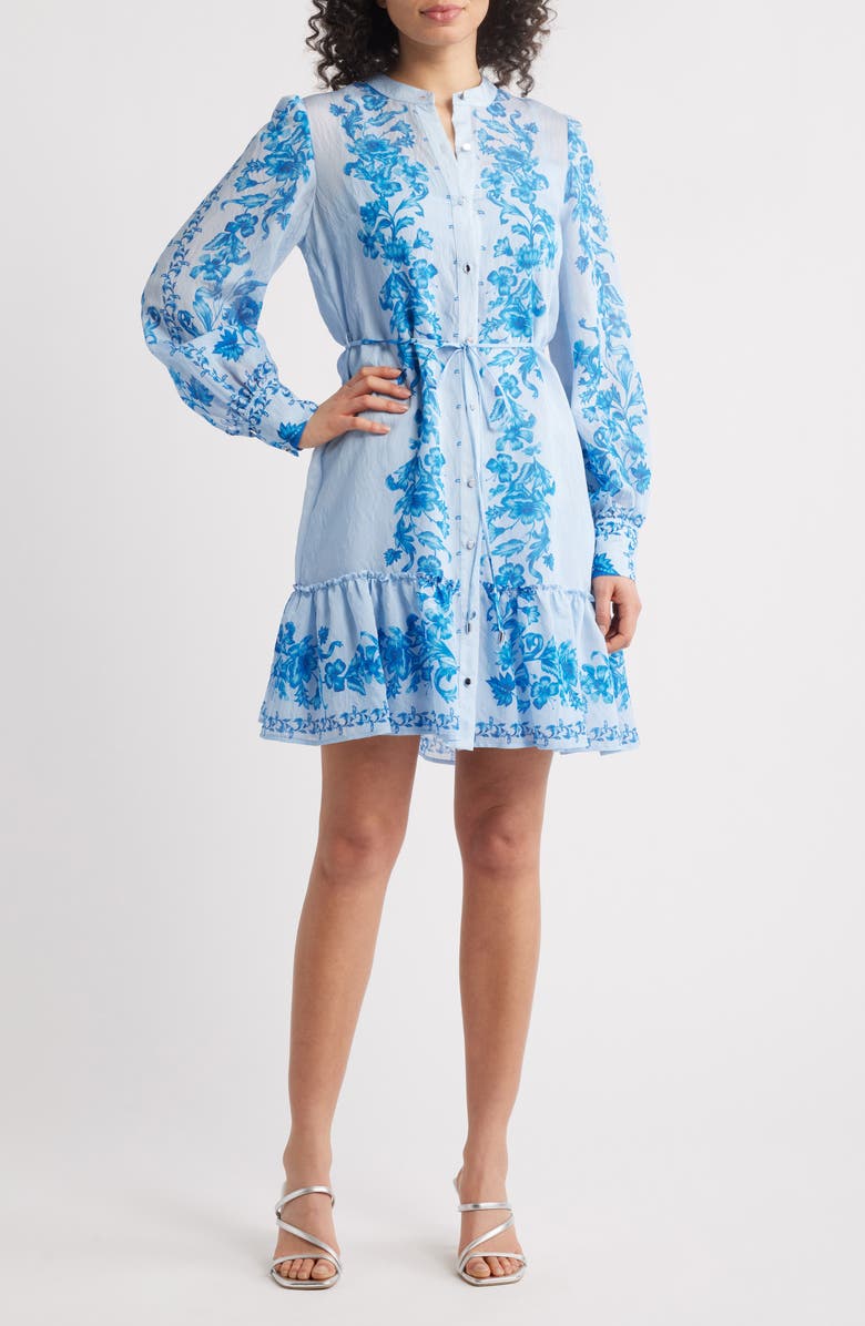 Julia Jordan Floral Print Long Sleeve Shirtdress, Main, color,
