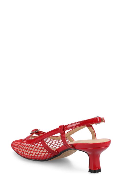 Journee Collection Padma Slingback Kitten Heel Pump In Red Mesh