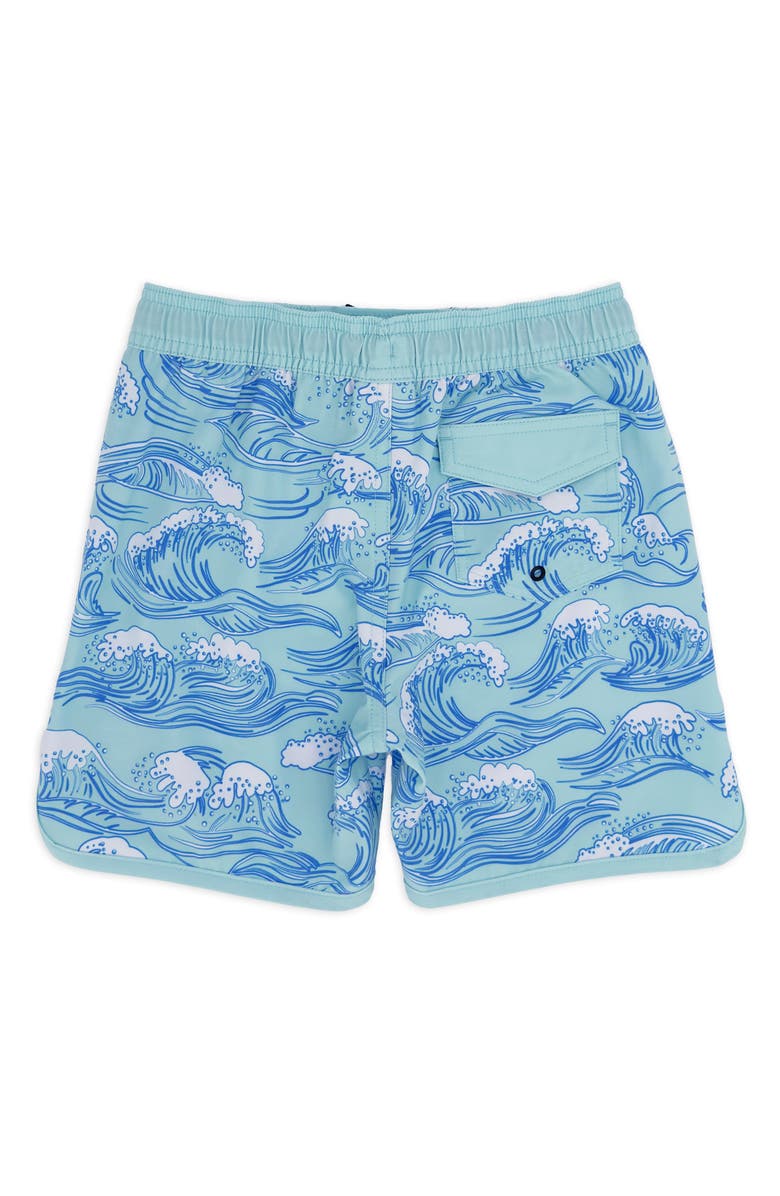 Feather 4 Arrow Kids' Wave Print Scallop Board Shorts, Alternate, color,