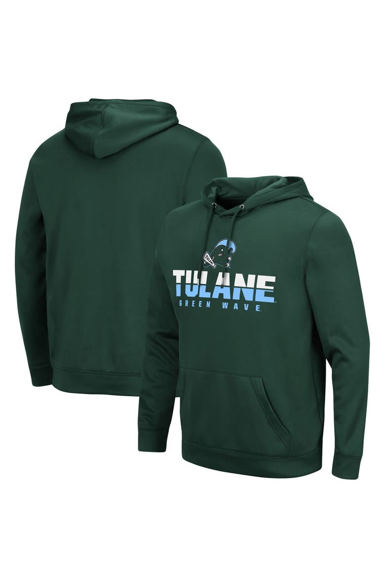 Men's Colosseum Green Tulane Green Wave Lantern Pullover Hoodie, Main, color, Green