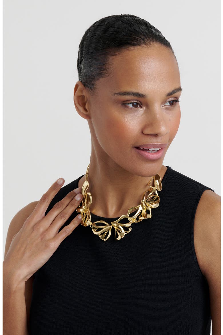 Leona Abstract Leaf Statement Necklace, Alternate, color, GOLD TONE